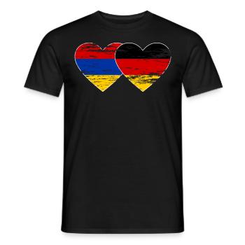 Armenien Deutschland Flagge Herz used - Männer T-Shirt - Schwarz - Vorne - AI Model Male 178 light (178cm)