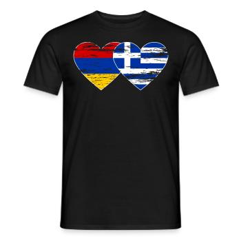 Armenien Griechenland Flagge Herz used - Männer T-Shirt - Schwarz - Vorne - AI Model Male 178 light (178cm)