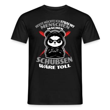 Panda wants to do something with humans - Men's T-Shirt - black - Front - AI Model Male 178 light (178cm)