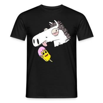 Pferd Sommer Eiskrem Hunger naschen Erfrischung - Männer T-Shirt - Schwarz - Vorne - AI Model Male 178 light (178cm)