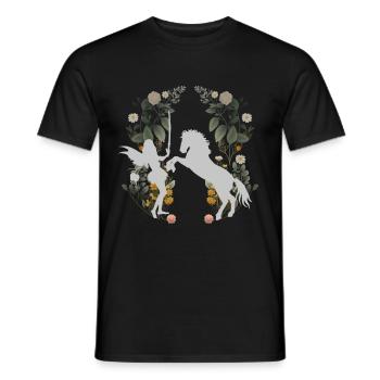 Fabelwesen Elfe Pferd Blumen Frühling Natur - Männer T-Shirt - Schwarz - Vorne - AI Model Male 178 light (178cm)