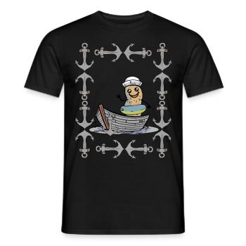Erdnuss Retro Vintage Anker maritim Matrose Ahoi - Männer T-Shirt - Schwarz - Vorne - AI Model Male 178 light (178cm)