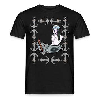 Maritime Boat Anchor Girl Sailor Boats Sea Lake - Men's T-Shirt - black - Front - AI Model Male 178 light (178cm)