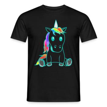 Unicorn Mythical Creature Colorful Retro Vintage 80s - Men's T-Shirt - black - Front - AI Model Male 178 light (178cm)