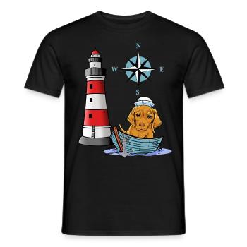 Chien des Maritimes Rose des vents boussole phare marin - T-shirt homme - noir - Devant - AI Model Male 178 light (178cm)