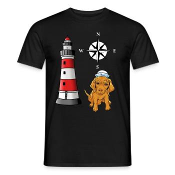 maritime seal sailor sailor dog lighthouse - Men's T-Shirt - black - Front - AI Model Male 178 light (178cm)