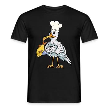 Maritime seagull fish cook hunger cooking - Men's T-Shirt - black - Front - AI Model Male 178 light (178cm)