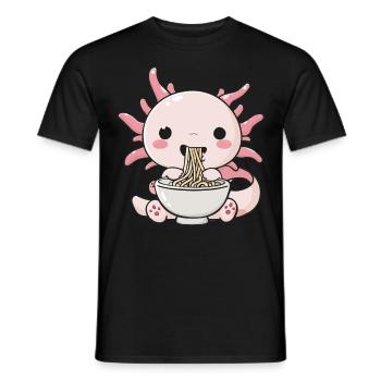 Axolotl liebt Ramen Bowl Kawaii Anime - Männer T-Shirt - Schwarz - Vorne - AI Model Male 178 light (178cm)