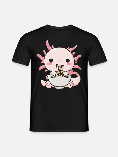 Axolotl liebt Ramen Bowl Kawaii Anime - Männer T-Shirt - Schwarz