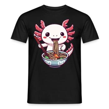 Axolotl liebt Ramen Bowl Kawaii Anime - Männer T-Shirt - Schwarz - Vorne - AI Model Male 178 light (178cm)