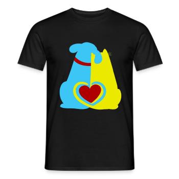 Ami des animaux, bien-être animal, animaux de compagnie, coeur, chien, chat - T-shirt homme - noir - Devant - AI Model Male 178 light (178cm)