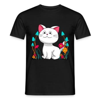 Chat, Chat, Enfant, Enfants, Animaux Domestiques, Tomcat, Nature - T-shirt homme - noir - Devant - AI Model Male 178 light (178cm)