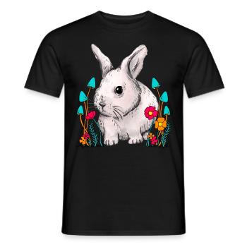 Woods, Rabbit, Rabbit, Flowers, Nature, Wildlife - Men's T-Shirt - black - Front - AI Model Male 178 light (178cm)