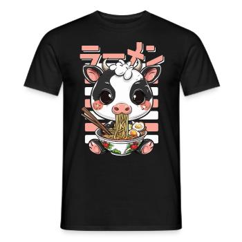 Vache Aime Ramen Bowl Kawaii Anime - T-shirt homme - noir - Devant - AI Model Male 178 light (178cm)