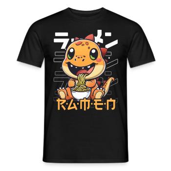 Dinosaure Aime Ramen Bowl Kawaii Anime - T-shirt homme - noir - Devant - AI Model Male 178 light (178cm)