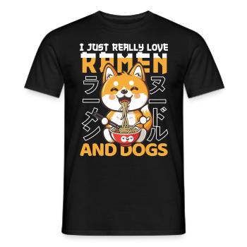 Chien Aime Ramen Bol Kawaii Anime - T-shirt homme - noir - Devant - AI Model Male 178 light (178cm)