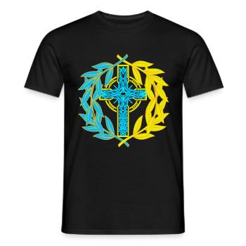 Ukraine Cross Crucifix Crosses - Men's T-Shirt - black - Front - AI Model Male 178 light (178cm)