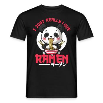Panda Loves Ramen Bowl Kawaii Anime - T-shirt homme - noir - Devant - AI Model Male 178 light (178cm)