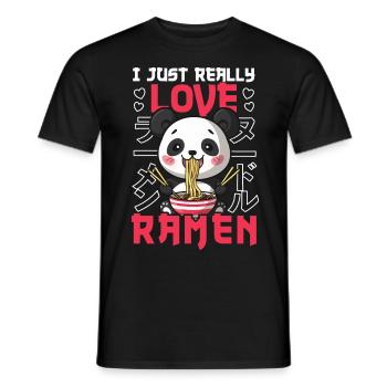 Panda Loves Ramen Bowl Kawaii Anime - T-shirt homme - noir - Devant - AI Model Male 178 light (178cm)