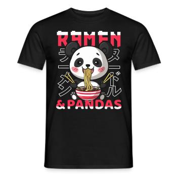 Panda Loves Ramen Bowl Kawaii Anime - T-shirt homme - noir - Devant - AI Model Male 178 light (178cm)