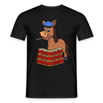 Drummer, Donkey, Drum, Musician, Music Drumming - Men's T-Shirt - black - Front - AI Model Male 178 light (178cm)