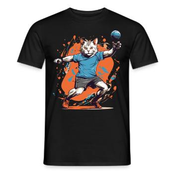 Handball, Chat, Streetwear, Style Iconique - T-shirt homme - noir - Devant - AI Model Male 178 light (178cm)