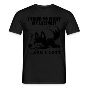 Fauler Wolf faul müde entspannt - Männer T-Shirt - Schwarz - Vorne - AI Model Male 178 light (178cm)