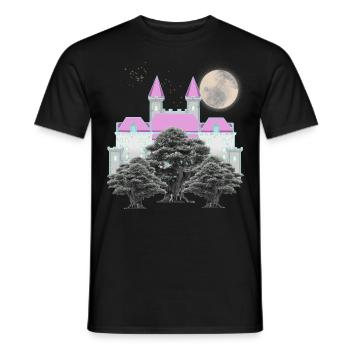 Rétro Vintage château de conte de fées lune forêt château - T-shirt homme - noir - Devant - AI Model Male 178 light (178cm)
