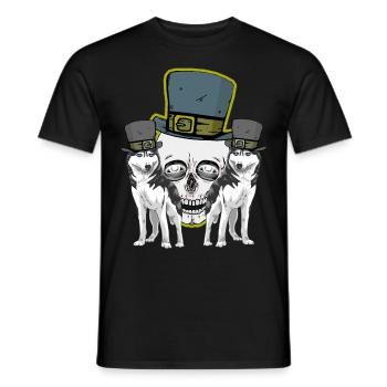 Crâne Crâne Husky Chiens Loup Halloween - T-shirt homme - noir - Devant - AI Model Male 178 light (178cm)