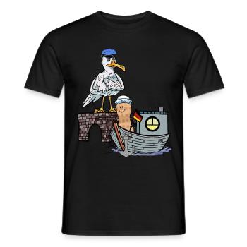 Mouette Maritime Oiseau Sailor Boat Peanut Ship - T-shirt homme - noir - Devant - AI Model Male 178 light (178cm)