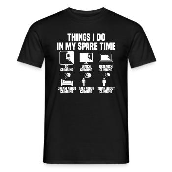 Ce que je fais pendant mon temps libre : Escalade - T-shirt homme - noir - Devant - AI Model Male 178 light (178cm)