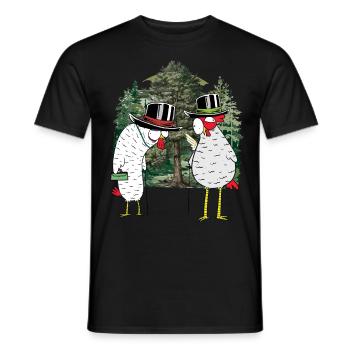 Grands-parents Grand-mère Grand-père Poulet Forêt Randonnée Nature - T-shirt homme - noir - Devant - AI Model Male 178 light (178cm)