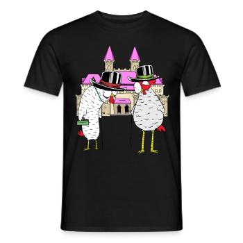 Schloss Huhn Hühner königlich Federvieh Burg - Männer T-Shirt - Schwarz - Vorne - AI Model Male 178 light (178cm)