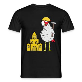 Handwerker Huhn Sandburg Baustelle bauen Bauherr - Männer T-Shirt - Schwarz - Vorne - AI Model Male 178 light (178cm)