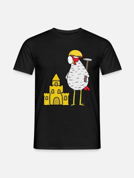 Handwerker Huhn Sandburg Baustelle bauen Bauherr - Männer T-Shirt - Schwarz