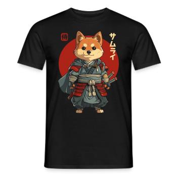 Samurai Dog Kawaii Japanese Ninja Shiba Inu - Men's T-Shirt - black - Front - AI Model Male 178 light (178cm)