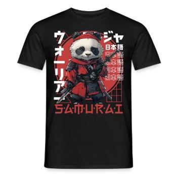 Samurai Panda Kawaii Japanese Ninja Panda Bear - Men's T-Shirt - black - Front - AI Model Male 178 light (178cm)