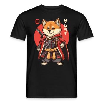 Samurai Dog Kawaii Japanese Ninja Shiba Inu - Men's T-Shirt - black - Front - AI Model Male 178 light (178cm)