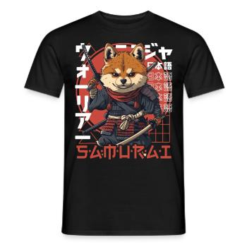Samurai Dog Kawaii Japanese Ninja Shiba Inu - Men's T-Shirt - black - Front - AI Model Male 178 light (178cm)
