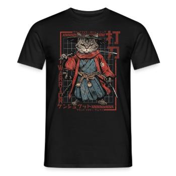 Samurai Cat Kawaii Japanese Ninja Cat - Men's T-Shirt - black - Front - AI Model Male 178 light (178cm)