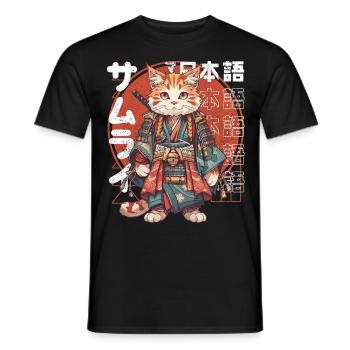 Chat samouraï Kawaii Chat ninja japonais - T-shirt homme - noir - Devant - AI Model Male 178 light (178cm)