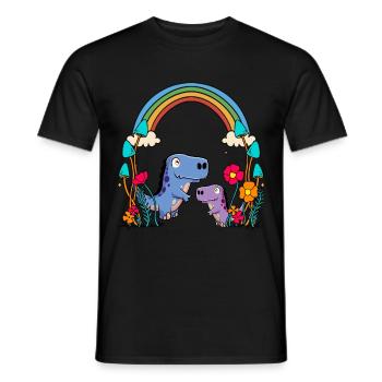 Dino Dinos Enfants EnfantCadeau Arc-en-ciel - T-shirt homme - noir - Devant - AI Model Male 178 light (178cm)