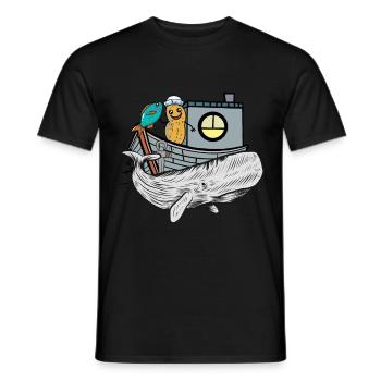 Gens De Mer, Poisson, Bateau, Animaux Marins, Pêcheur, Ahoy, Lac - T-shirt homme - noir - Devant - AI Model Male 178 light (178cm)