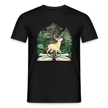 Deer Fairy Tale Fairy Tale Character Forest Book Roebuck - Men's T-Shirt - black - Front - AI Model Male 178 light (178cm)