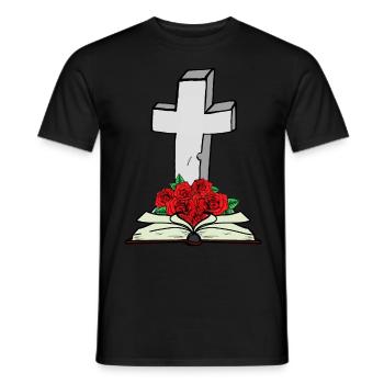 Croix Bible Livre Jésus Dieu Résurrection Mort - T-shirt homme - noir - Devant - AI Model Male 178 light (178cm)