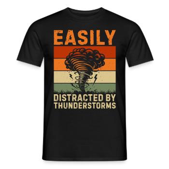 Easily distracted by thunderstorms - Men's T-Shirt - black - Front - AI Model Male 178 light (178cm)