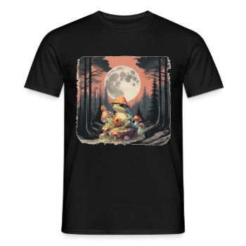 Waldtier Frosch Musikant Banjo Gitarre Musik Wald - Männer T-Shirt - Schwarz - Vorne - AI Model Male 178 light (178cm)