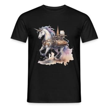 EinhornTechnik Maschine Einhörner Pferd - Männer T-Shirt - Schwarz - Vorne - AI Model Male 178 light (178cm)