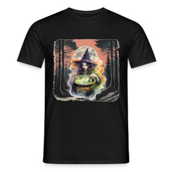 Forest Witch Halloween Forest Dwellers Horror Dark - Men's T-Shirt - black - Front - AI Model Male 178 light (178cm)