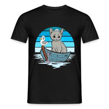 Chaton, Mouette, Marin, Marin, Bateau - T-shirt homme - noir - Devant - AI Model Male 178 light (178cm)